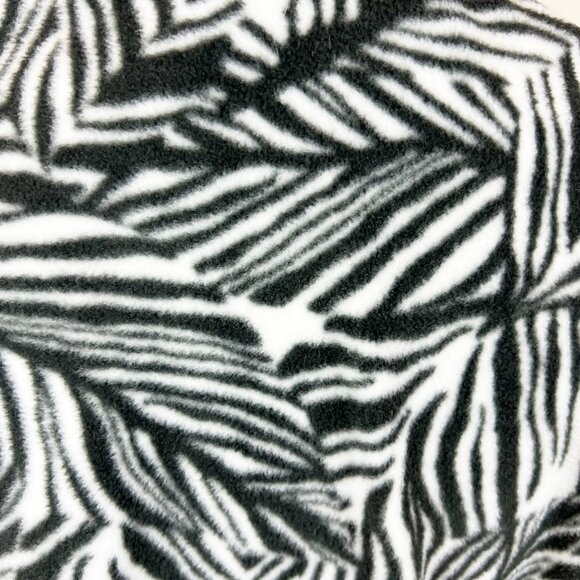 Reel Legends | Black & White Palm Leaf Print Fleece Full Zip Jacket Sweater | L - Picture 6 of 12